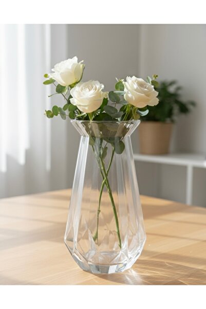 Genel Markalar Dekoratif Vazo | Saydam Cam Şeffaf Çiçeklik Modern Şık Salon M...