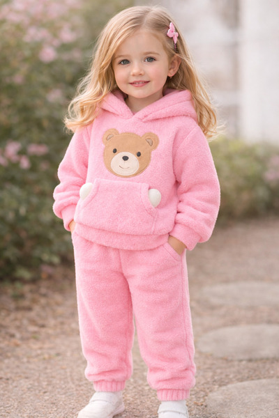 Bebelul Set pufos hanorac si pantaloni Welsoft - Pink