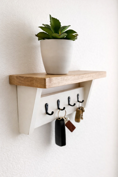 Efem Dekor Kancalı Ahşap Anahtarlık Hol Antre Askılık Duvar Portmanto Askılığ...