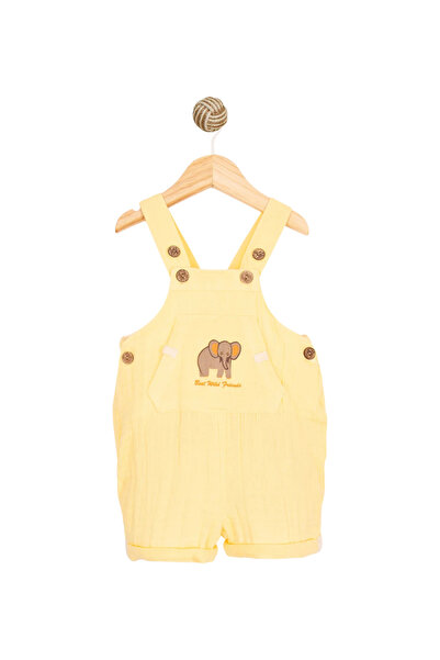 The-kid.co Boys’ Elephant Embroidery Jumpsuit - Yellow