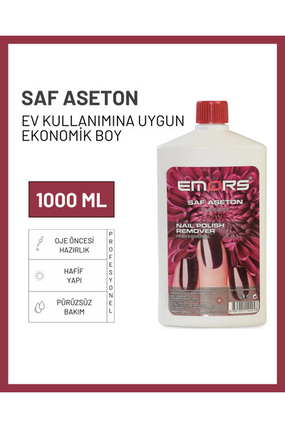 Emors Saf Aseton Oje Silici 1000 ml – Ev Kullanımına Uygun Profesyonel Güçlü ...