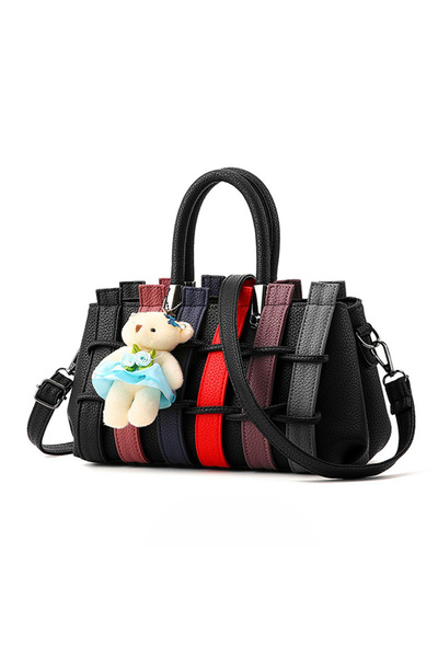 OEM Γυναικεία τσάντα χειρός με βελούδινο μενταγιόν σε σχήμα αρκούδας