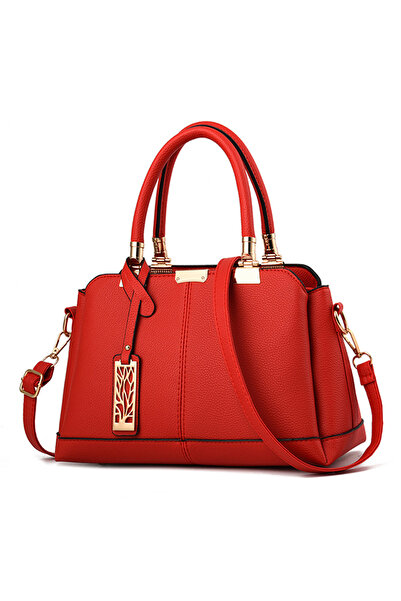 OEM Γυναικεία τσάντα χειρός με μενταγιόν, κόκκινη