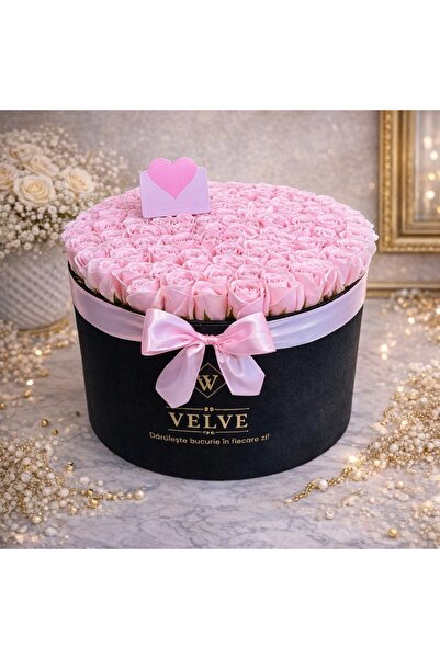 velve Aranjament floral 101 trandafiri de sapun, felicitare personalizata, Ro...