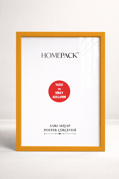 HOMEPACK 40X60 CM Sarı Ahşap Çerçeveli Poster Çerçevesi, Boş Çerçeve, SARI-ÇE...
