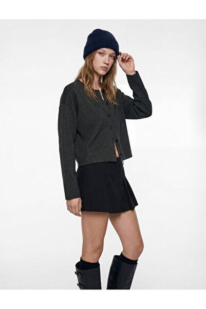 Koton Uzun Kollu Bisiklet Yaka Düğmeli Triko Hırka