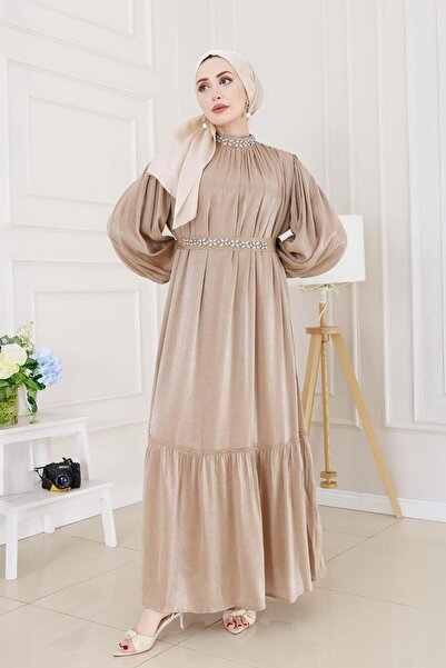 Sevitli Βραδινό φόρεμα Simay με πέτρα-VİZON