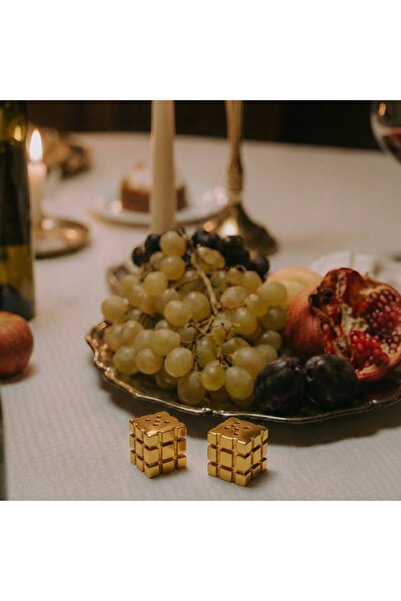 i love home glass Matrix Silver Cube Salt and Pepper Shaker Set