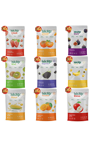 İSKİLİP Dondurularak Kurutulmuş Meyve Cips Çilek Muz Elma İncir Portakal Hurm...