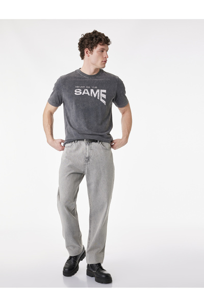 Koton Μπλουζάκι με κανονική εφαρμογή, κοντομάνικο, βαμβακερό, πλενόμενο, με λ...