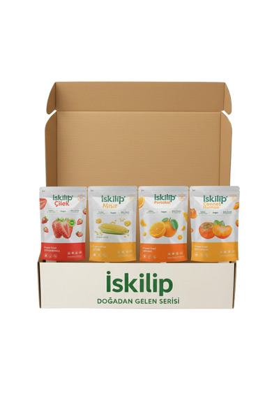 İSKİLİP Dondurularak Kurutulmuş Meyve Tanışma Paketi Çilek Hurma Portakal Mıs...