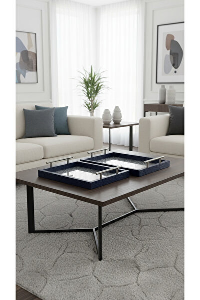 Generic صواني تقديم أنيقة بتصميم عصري للضيافة اليومية-الصغير 41×31سم /الكبير ...