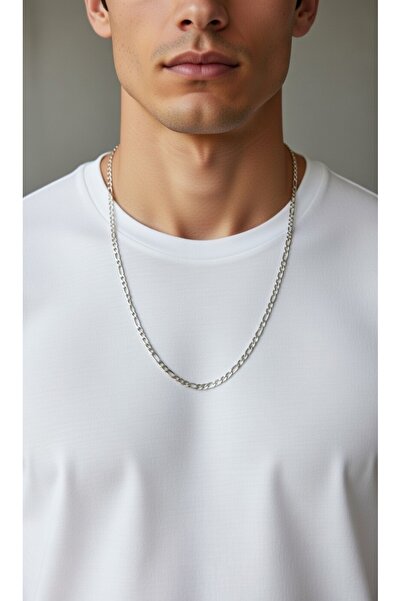 Açıkmeşe Ev Yaşam Ürünleri Erkek Çelik Figaro Zincir Kolye İnce Model Gümüş R...
