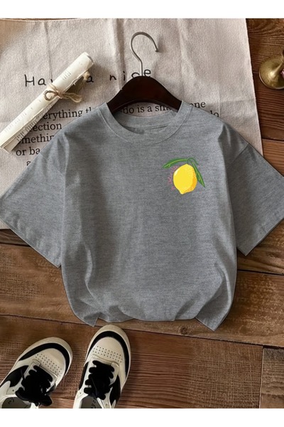 caddekombin Limoncello cu imprimeu gri pentru femei, cu două fețe tricou