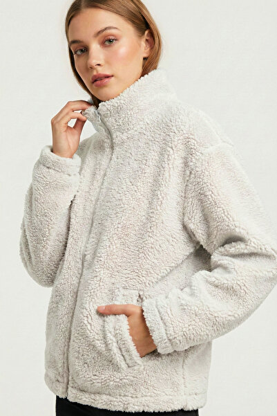 GENIUS STORE Women's Plush Full Zipper Pocket Sherpa Lamb Fabric Oversize Plu...