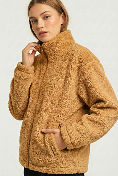GENIUS STORE Women's Plush Full Zipper Pocket Sherpa Lamb Fabric Oversize Plu...
