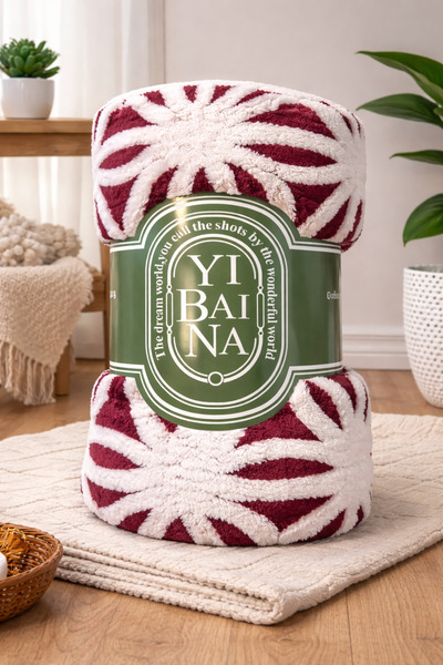 OEM Fluffy Double Blanket with Fur – Soft, Warm, Geometric Pattern, 200 x 230