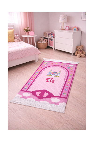 KEYFHOME Pembe Cami Desenli Kız Çocuk İsimli Seccade , Namazlık