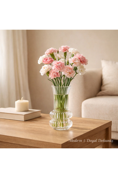 Amentes New Model Decorative Vase Translucent Glass