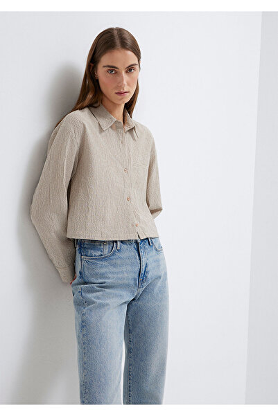 Mavi Brown Plaid Crop Shirt Loose Fit / Relaxed Fit 1211388-83169