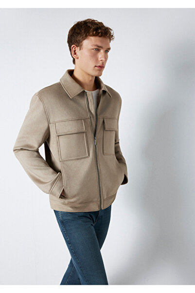 Mavi Black Pocket Detailed Beige Faux Leather Jacket Regular Fit / Normal Cut...