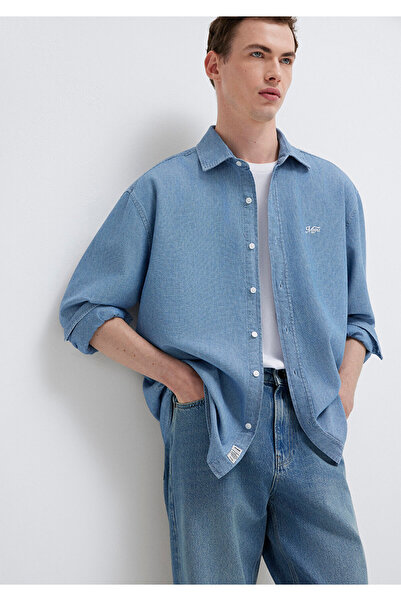 Mavi Cămașă brodată MVJNS, croială lejeră / croială amplă și confortabilă 021...