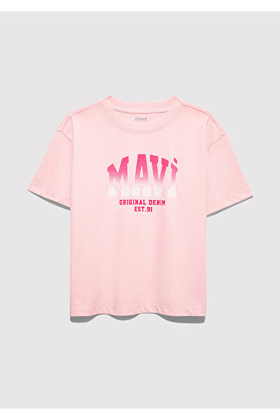 Mavi Tricou roz cu logo imprimat, croială lejeră / croială amplă și confortab...