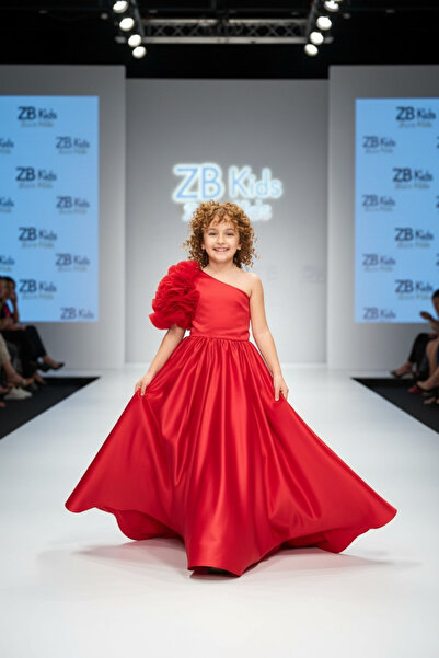 zühre balaban Red Rosetta Girl Dress Kırmızı Kız Çocuk Abiye Elbise