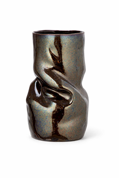 Warm Design Sedefli Kahverengi Organik Vazo