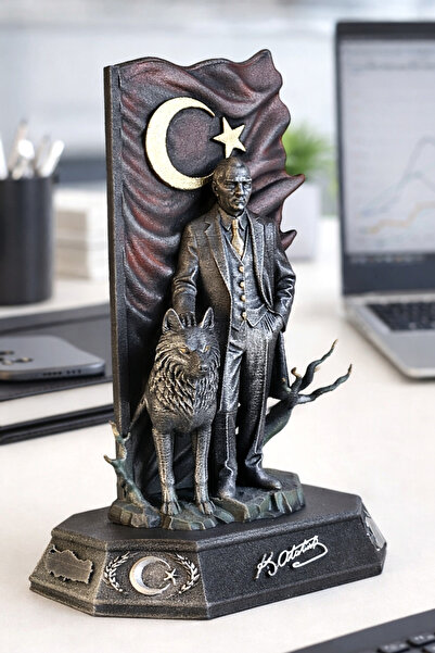 AF SANART Atatürk Yanında kurt Arkası Boydan Bayraklı Biblo