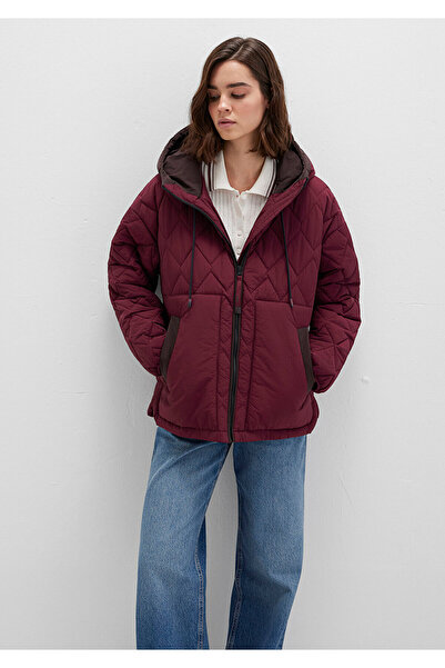 Mavi Wasserabweisende, gesteppte Jacke mit Kapuze in Weinrot 1110499-90705