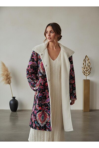 Su Koleksiyon Masal Palto - Tasarım Palto - Peluş Palto