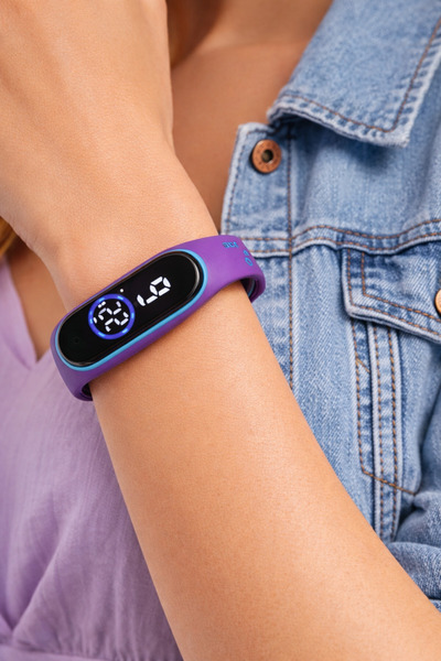 sonsuzsaat Mor Renk LED Dijital Su Geçirmez Ince Genç Kız Erkek Unisex Dokunm...