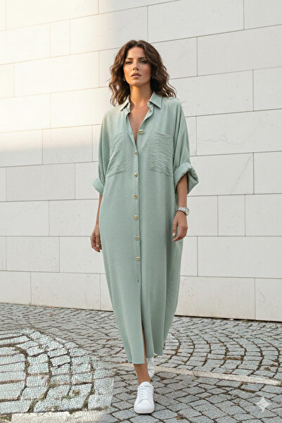 Pasaklı Giyim قميص نسائي بأكمام خفاشية مناسب للحجاب، فستان تونيك من مزيج الكت...