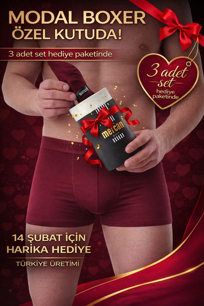 Mercan 3-Pack Burgundy Modal Boxers