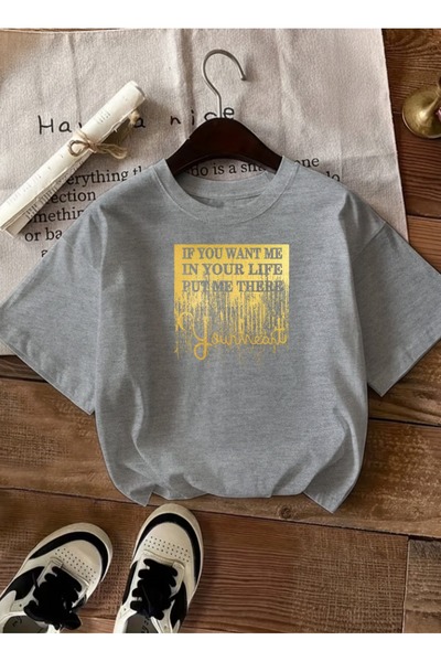 caddekombin Grafică cu motto-ul Your Heart pentru femei cu imprimeu Gri tricou