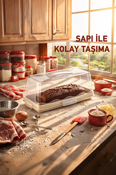 Sunplast 1 Adet Dikdörtgen Şeklinde Pasta Taşıma Kabı Piknik Gezi İçin Kek Fa...