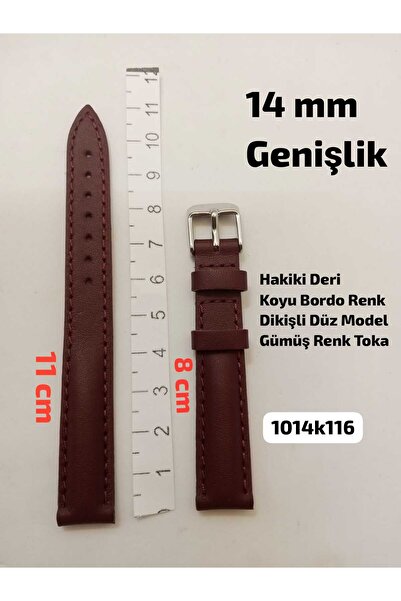 Brality 14 mm Compatible Watch Band (Genuine Leather) Dark Burgundy Color Pla...