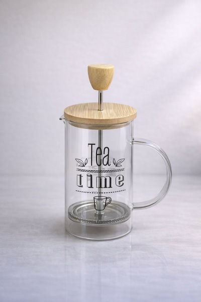 BEYZANA Bambu Kapaklı Bitki Çay Demliği French Press 350 ml