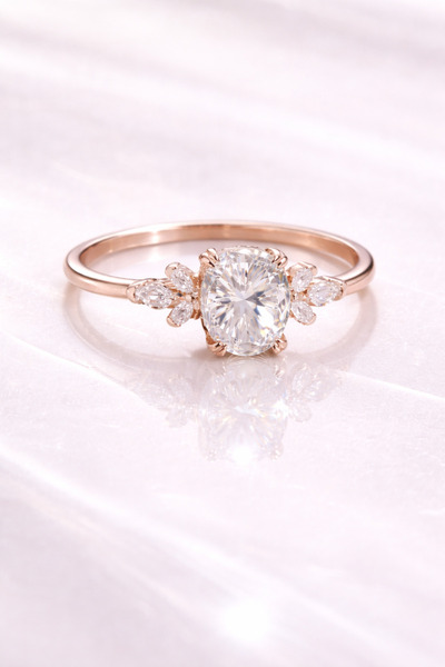 Siset Gümüş 925 Ayar Rose Kaplama Oval Zirkon Taşlı Tasarım Gümüş Yüzük