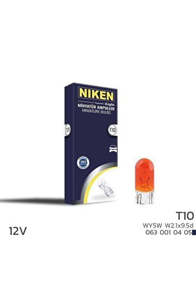 Universal Niken 12V T10 Park Ampulü (W5W) Amber W2.1X9.5D 10 LU