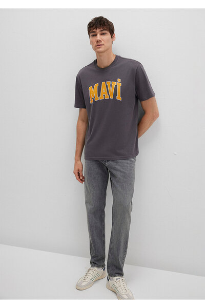 Mavi Logo Baskılı Antrasit T-Shirt Loose Fit / Bol Rahat Kesim 0611711-70088