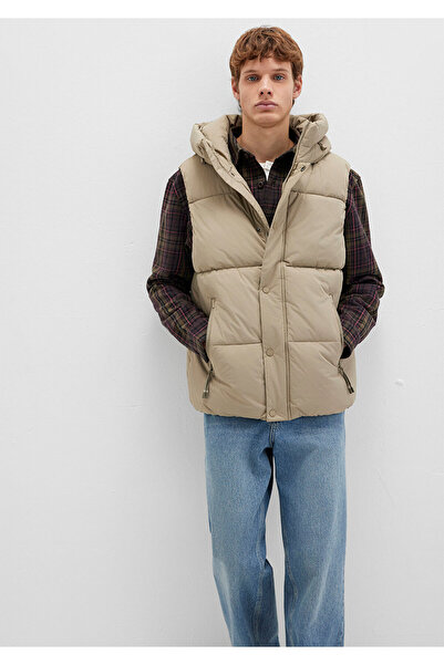 Mavi Beige Hooded Puffer Vest Regular Fit 0110306 -86749