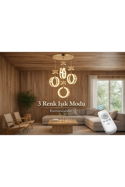 Marsel Lighting ALYA Model 4’lü Gold 3 Renk Modu Ledli Kristal Taşlı