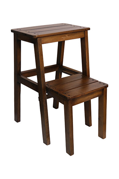 ARMES EV CONCEPT Çok Amaçlı Ahşap Merdiven Tabure – 2 Basamaklı - El Yapımı