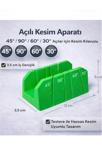 EVORADECO Mini Gönye Kesme Kutusu – 30° / 45° / 60° / 90° Hassas Kesim Aparatı