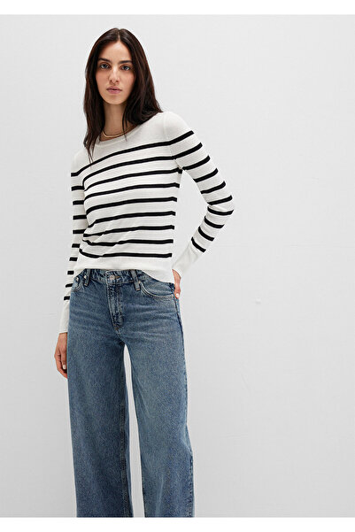 Mavi Gestreifter schwarzer Pullover mit Rundhalsausschnitt, schmale Passform ...