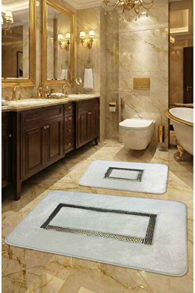 FeelHome مجموعة سجادة حمام من الجلد الفاخر للغاية مكونة من قطعتين من Meram غي...