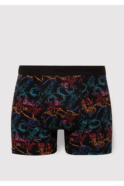 Mavi Baskılı Siyah Boxer 0911374-900
