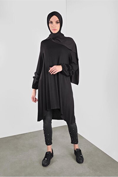 Alvina Salaş Tunic with Striped Feather Detailed Sleeves 41234